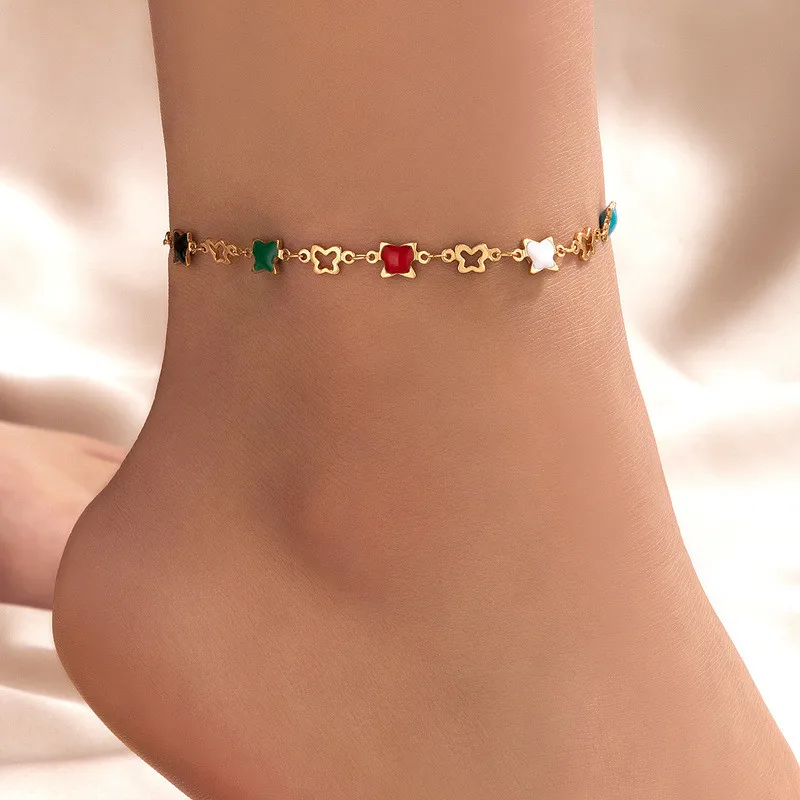 Boho Luxury Crystal Foot Chain Anklet For Women Charm Butterfly Tassel Pendant Anklets Sandals Barefoot Beach Foot Bridal Jewelr