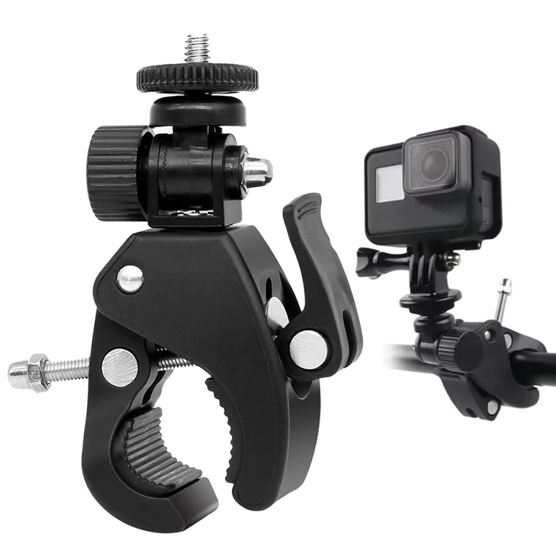 Support de caméra pour vélo, fixation sur guidon à 360 degrés, adaptateur à vis 1/4 pour GoPro, caméra DV, trépied rotatif