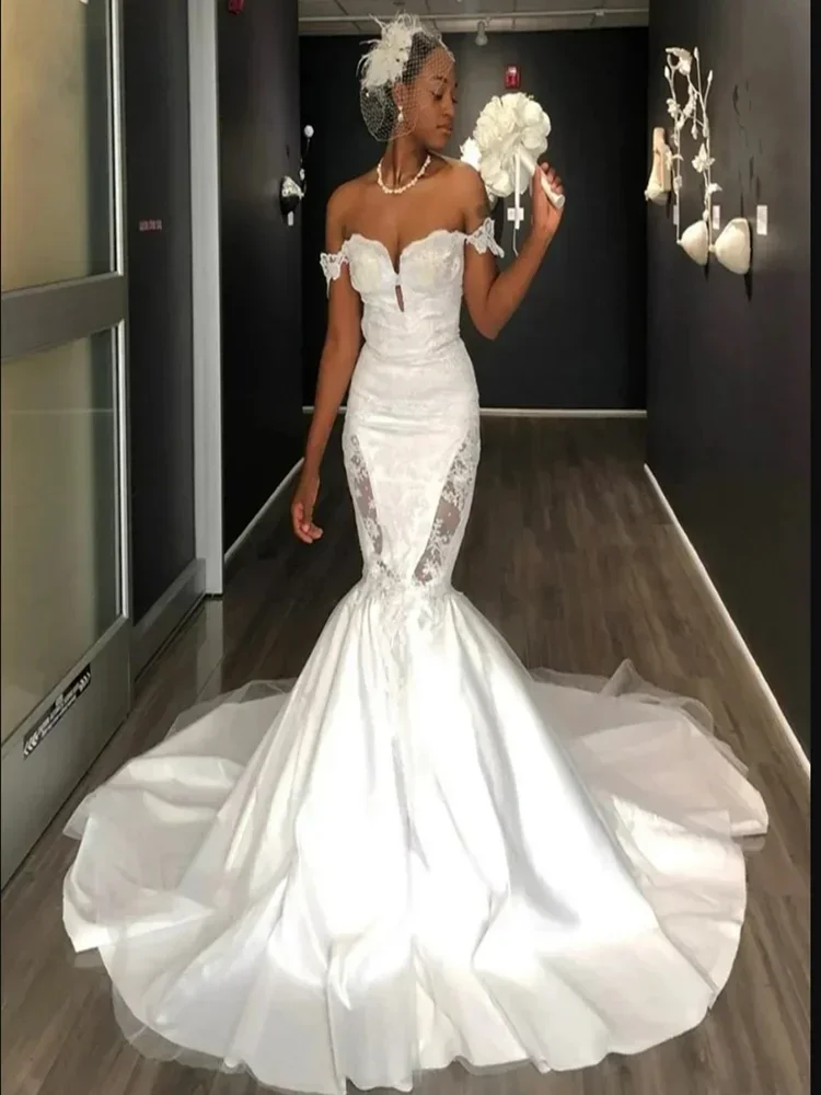 Customized Off the Shoulder African Dubai Arabic Lace Appliques Wedding Dresses Robe De Mariée 2025 Country Garden  Bridal Gowns