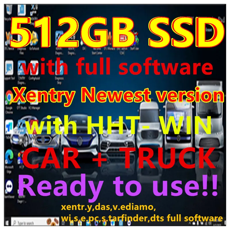 Newest Full 2023.09 xentry Dianostic Software 512GB SSD for MB STAR C4 C5 C6 SD Connect xentry full software,ready to use