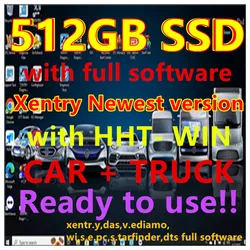 Logiciel de diagnostic complet Xentry, 2023.09 Go, SSD 512 Go, compatible avec MB STAR C4, C5, C6, SD, allergique, prêt à l'emploi, le plus récent