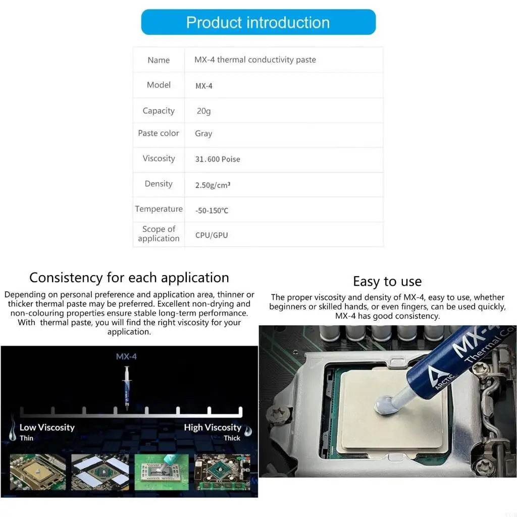 

MX4 Thermal Paste Advanced Cooling Grease Compound 20g Enhances Heat Management