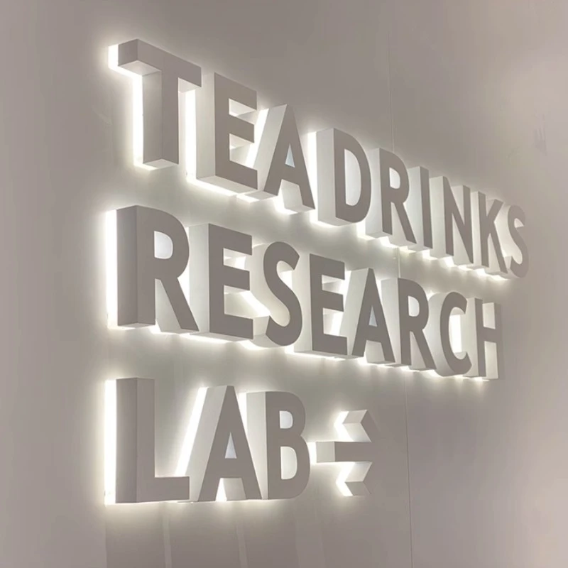 Custom outdoor backlit Stainless steel led letters beauty salon shop signs 3D back lighting company logo business advertising