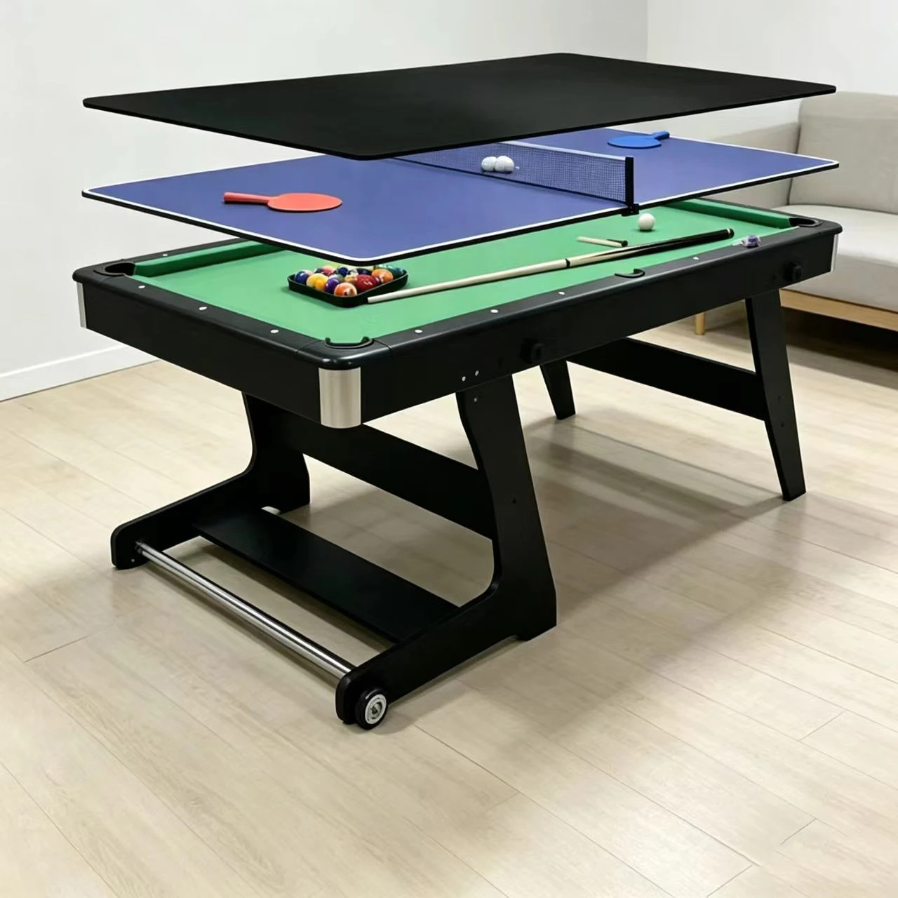 Wholesale 6ft 3-in-1 Foldable Portable Billiard Table for Indoor Use