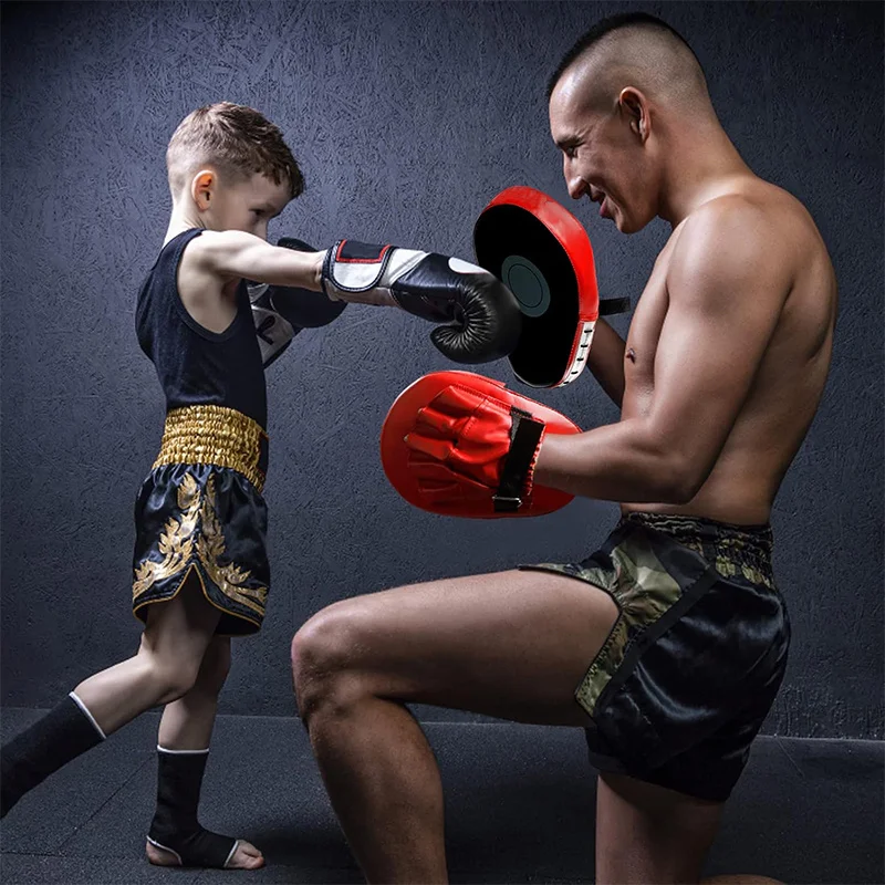 Sac de boxe incurvé en PU pour adultes et enfants, coussinets de pattes d'entraînement, équipement de boxe, sacs de frappe Focus, Taekwondo, Muay Thai, karaté, 2 pièces