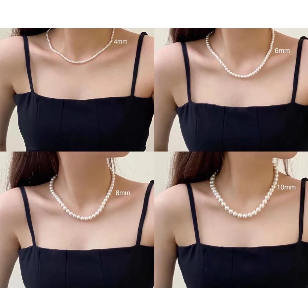 New Trendy Imitation Pearl Necklace Men Temperament Simple Handmade Strand Bead Necklace For Women Jewelry Gift Pearl Necklace