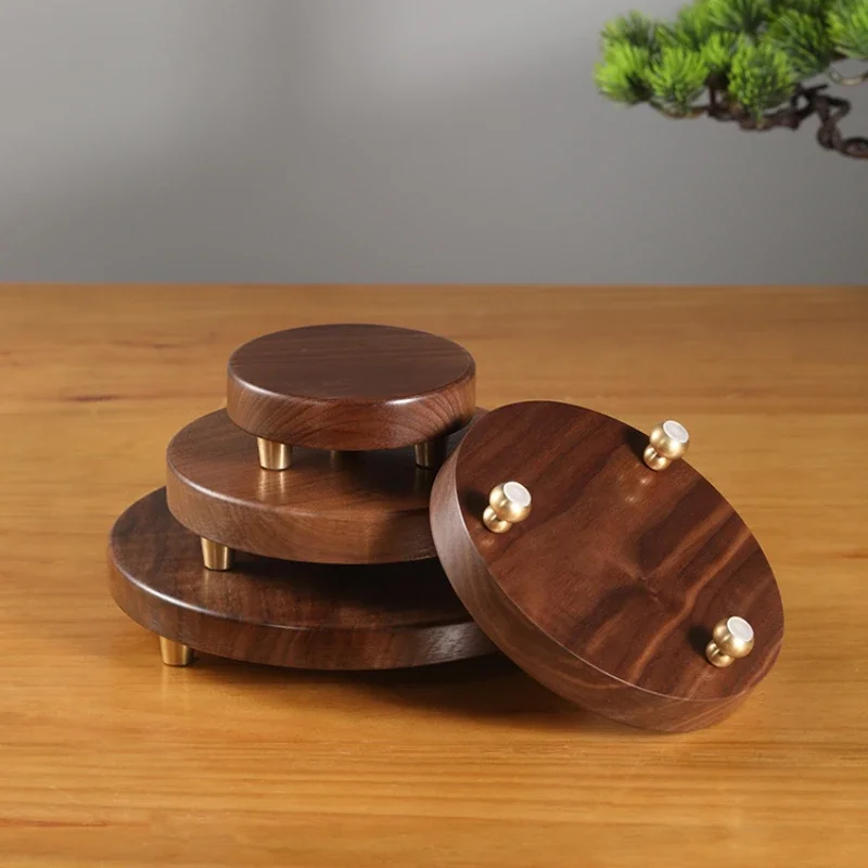 Black Walnut Tea Board Handicraft Ornament Table Customerised Lettering Base Simple Design New Chinese Decorative Table