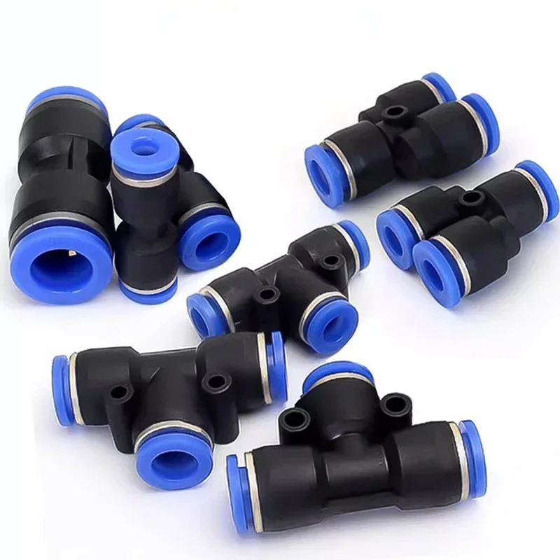 PEG Air Connectors 4/6/8/10 12mm Pneumatic Fitting Quick Connect Slip Lock Tee 3 Way Plastic Pipe Water Hose Tube Connector