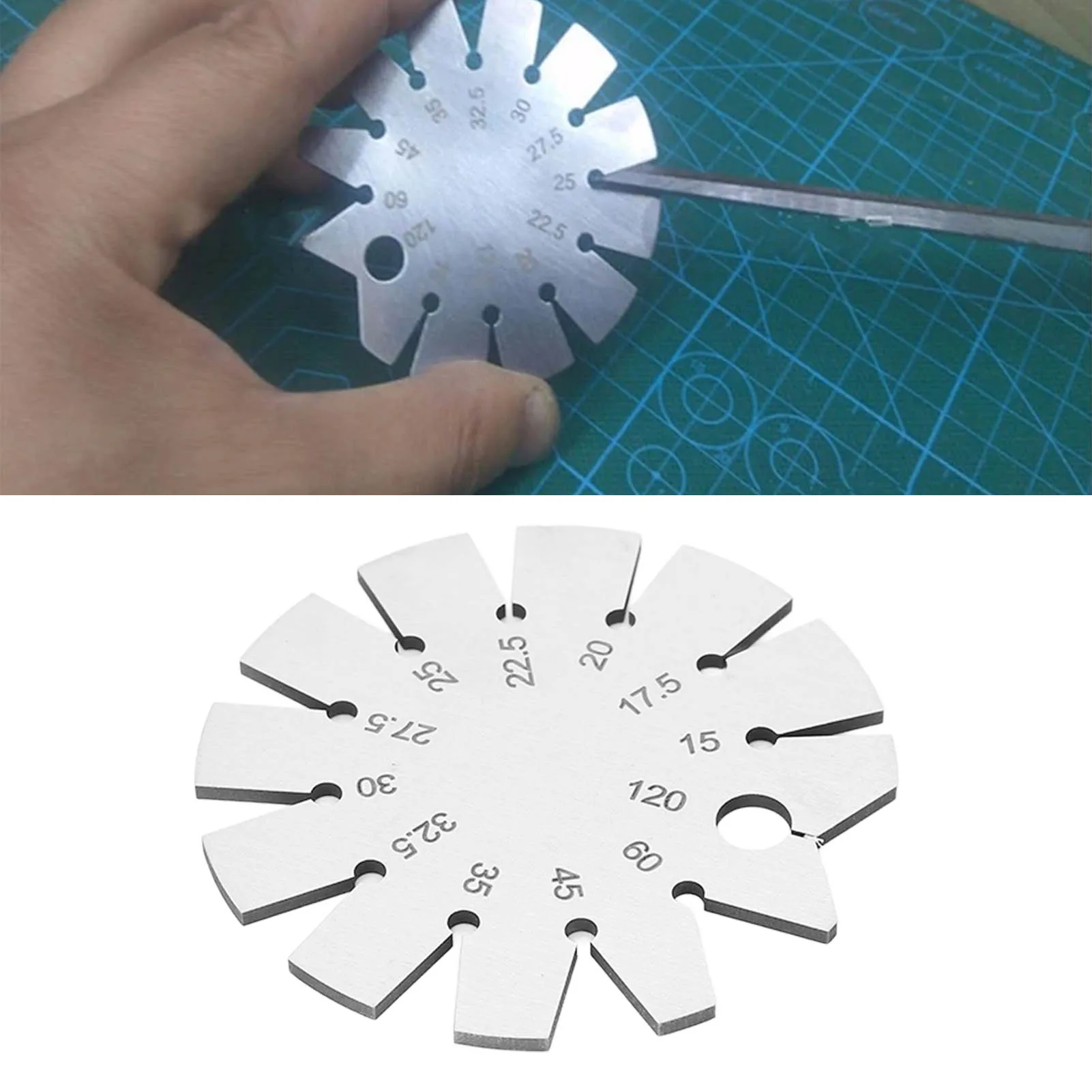 Bevel Angle Gauge Stainless Steel Oblique Edges Protractor for Knife Blade Measuring 15‑120 Degree Bevel Angle Gauge