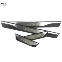 4PCS/SET ABS Plastic Stainless Steel For 2019-2022 Hyundai Venue Auto Car Door Sill Pedals Welcome Scuff Plate Cover