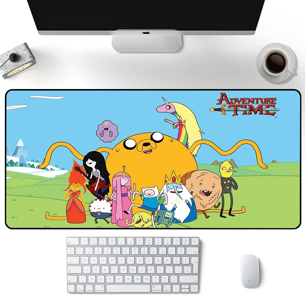 Adventure Time-alfombrilla de ratón grande para juegos, alfombrilla de silicona para ordenador de oficina, teclado, escritorio, portátil