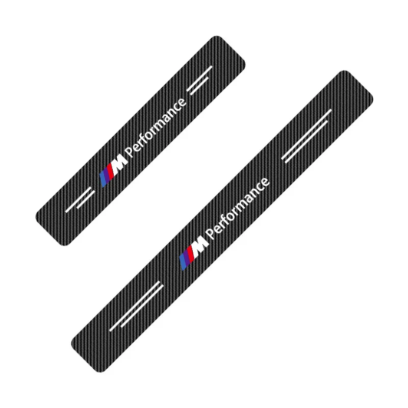 4pcs Car Door Sill Threshold Carbon Fiber Plate Decals Stickers For BMW M Performance E36 E46 E60 E90 E91 E92 E93 F30 F20 M3 X5