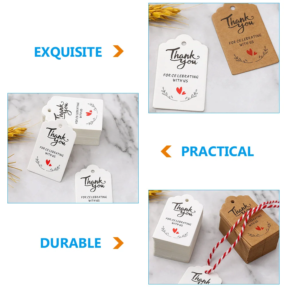 

200 Pcs Thank You Tags Mini Cards Gift Decor Wedding Labels Party Adornments Creative Design Festive Atmosphere