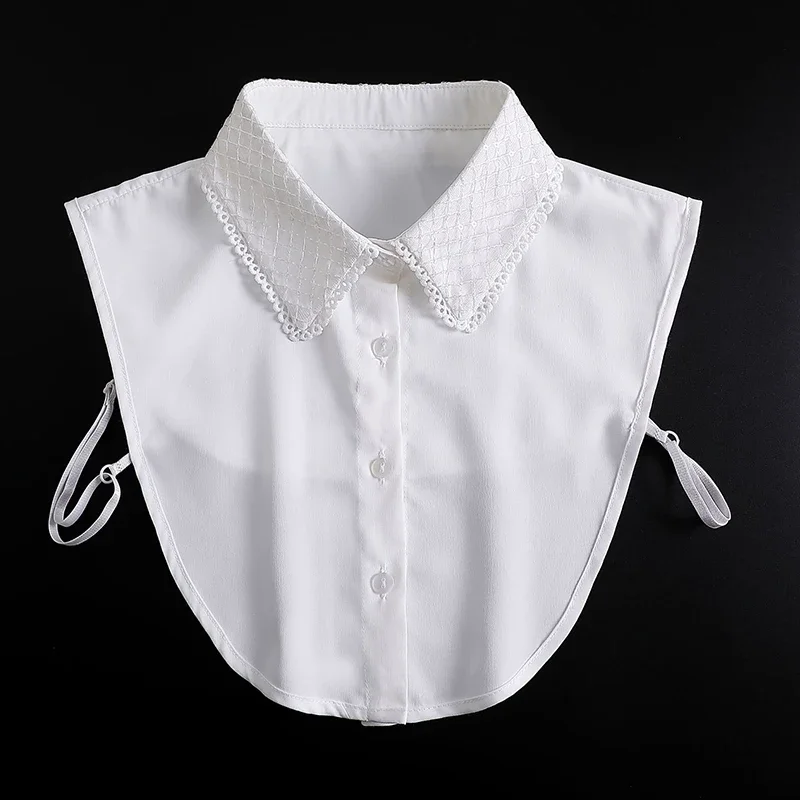 Cuello falso de solapa de pie coreano para mujer, bordado de cuello falso, blusa de media camisa, collares falsos, suéter, camisa, collares desmontables