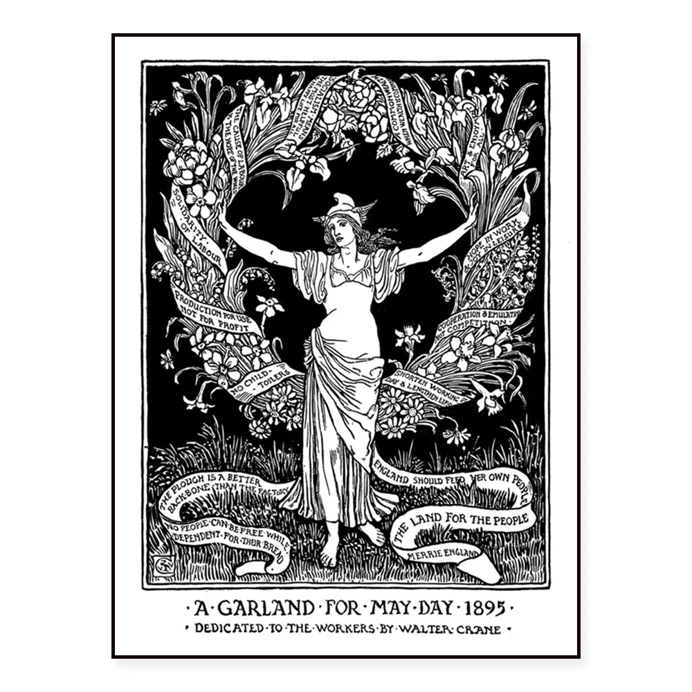 

Walter Crane A garland for May Day 1895 Socialist Print