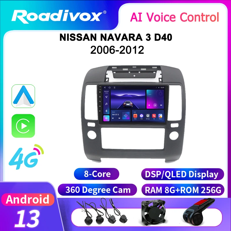 roadivox Android car radio for NISSAN NAVARA 3 D40 2006 2012 stereo GPS Navigation video Multimedia Player tape recorder carplay