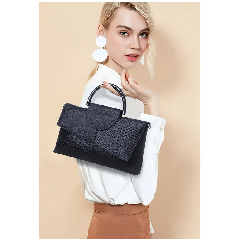 Damska skórzana kopertówka, nowy styl, damska torba listonoszka, modna i elegancka, kopertówka na imprezę, mała torebka damska