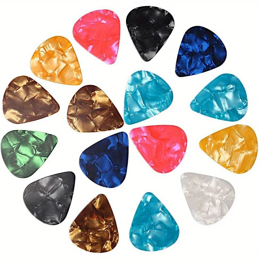 Palhetas de guitarra de celulóide, 5-100 peças 0.5mm palhetas padrão cores sortidas para guitarra acústica/elétrica baixo bandolim jxb