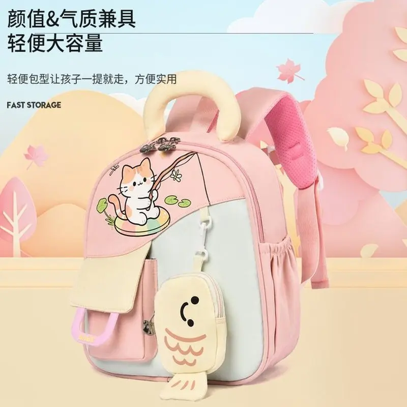 New Fishing Cat Backpack for Kids Toddler Girls School Bag Cartoon Preschool Kindergarten Daypack Gift for Girls boys