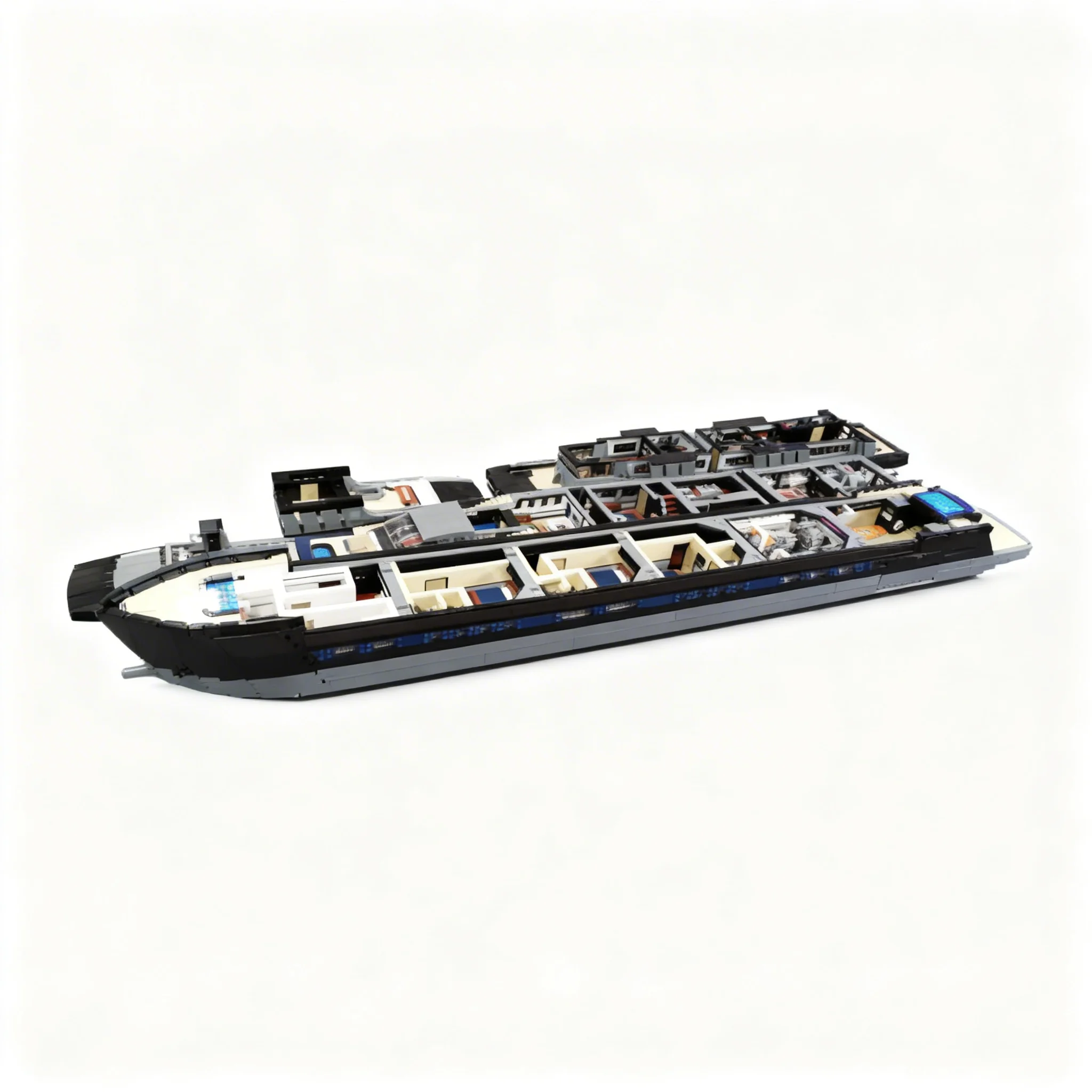 16185pcs MOC Boat Large Luxury Yacht - MINI-Fig Scale MINI Model Building Blocks Architecture Display Brick Education Art 3D