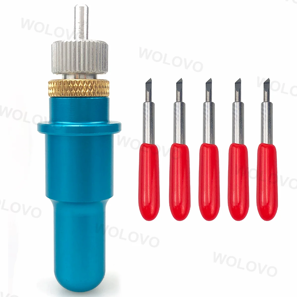 

5 универсальных лезвий 45 градусов и 1 держатель лезвия для Graphtec Silhouette Cameo 3 Portrait 1 2 Регулируемая глубина резки синего цвета