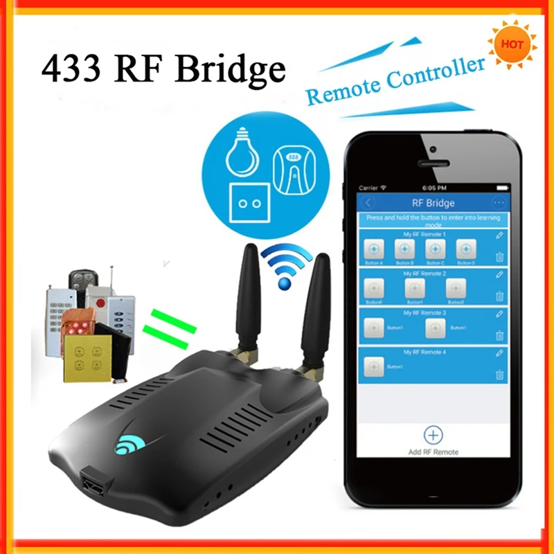 For Ewelink 433 RF Bridge Convert 433Mhz To Wifi Signal Smart Home Remote Control RF Gateway Garage Door Control