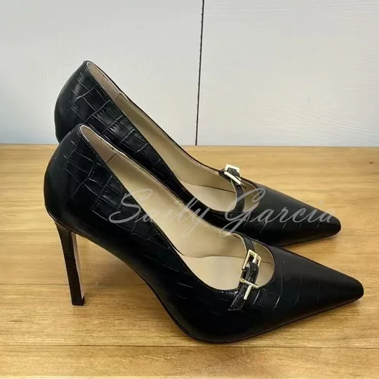 Escarpins à talons hauts pointus pour femmes, escarpins à talons aiguilles Bergame, à enfiler, chaussures provoqué de soirée classiques peu profondes, ceinture structurée, rouge 256