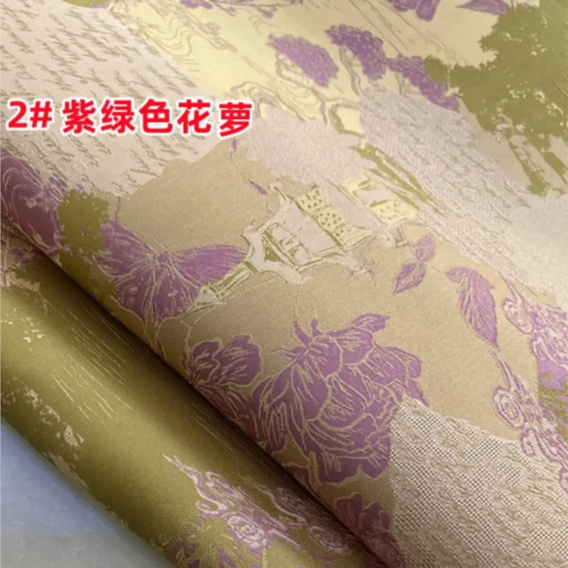 Baju sutra 3d Jacquard Luo Hangjin kain tanaman celup murbei baju gaun gaya nasional