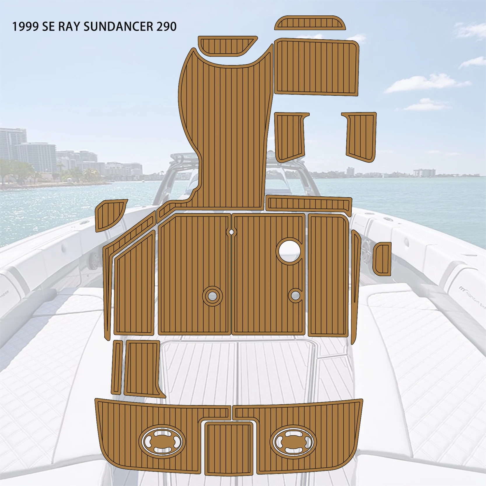

EVA foam imitation teak deck floor mat Marine deck anti-skid floor mat applies to 1999 Se Ray Sundancer 290