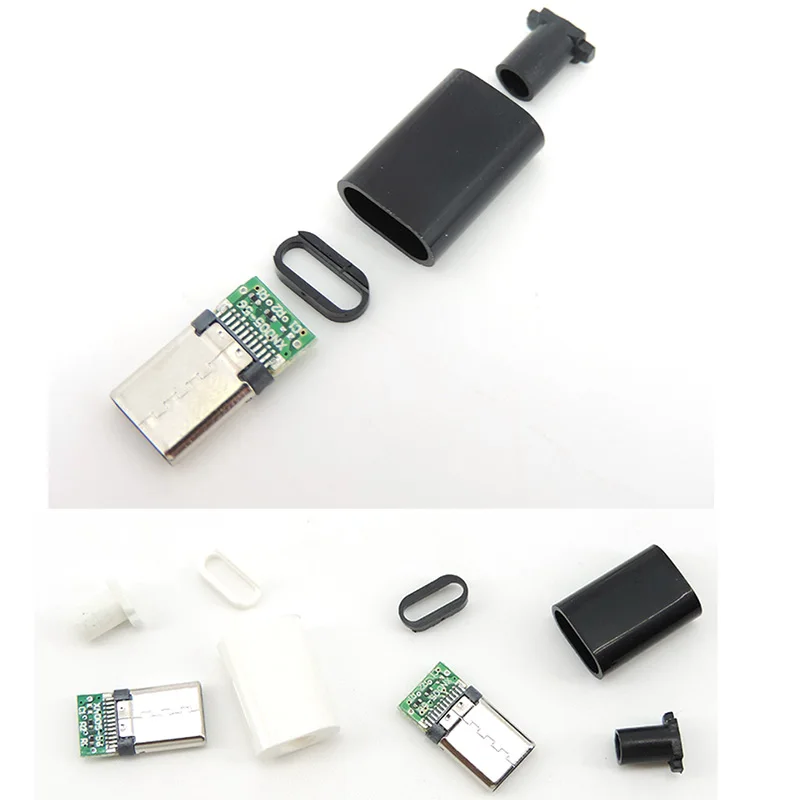 TYPE C USB 3.1 24 Pin Male Plug Welding Connector Adapter diy Repair Type-C Charging Plugs Data Cable Accessories white black C1