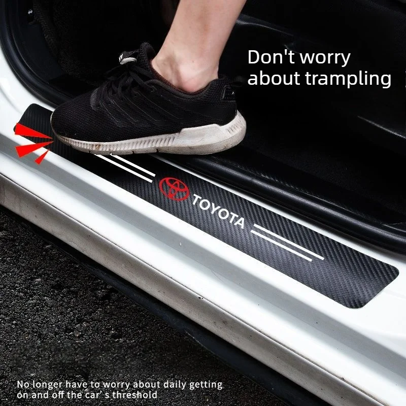 

Car Door Sill Protector Accessories Car Threshold Strip Carbon Fiber Sticker For Toyota Rav4 Yaris Prius Avensis Corolla Camry
