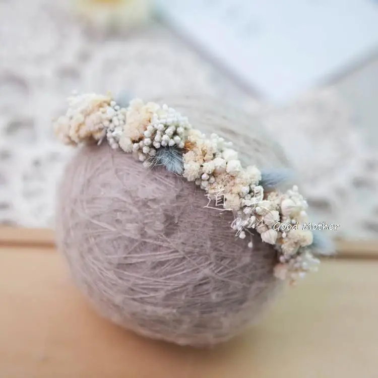 Newborn Photography Props Baby Headband Full Moon Baby Photo Headdress Handmade Hairband Flower Headband