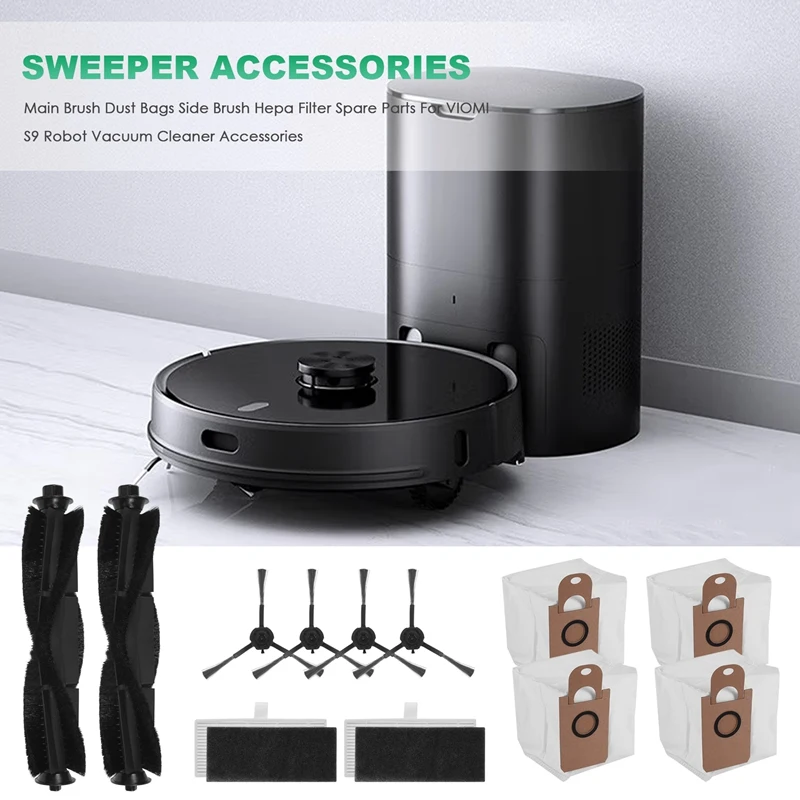 Pièces de rechange pour aspirateur robot XIAOMI VIOMI S9, sacs à poussière, brosse principale, brosse latérale, filtre Hepa, accessoires