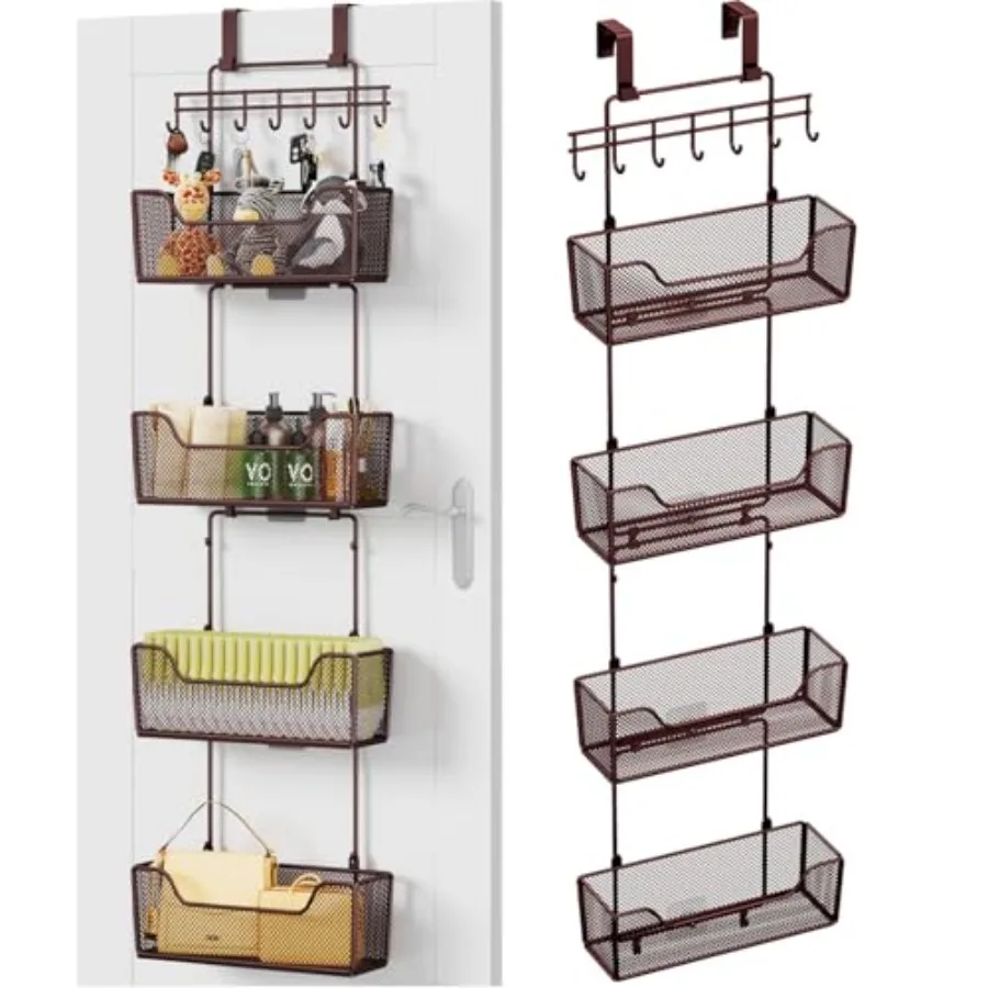

Over Te Door Orgazer - anging Door Orgazer wit 4 Metal Lar acity askets and Adjustale Coat ook for atroom edroom Kitcen Pantry
