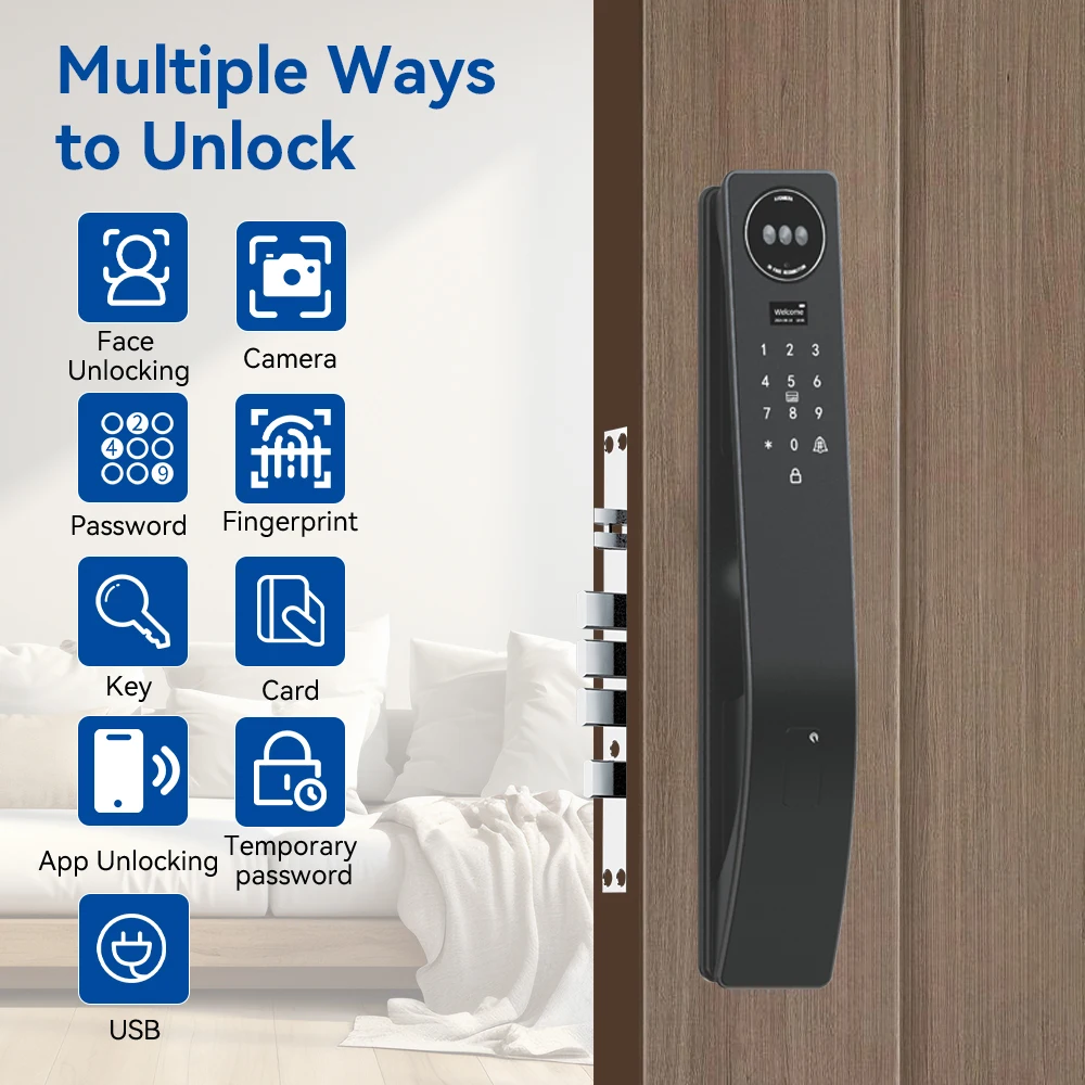 Smart Door Lock Tuya Wifi Smart Fingerprint Cerradura Inteligente Digital Safe Door With Camera Lock For Home
