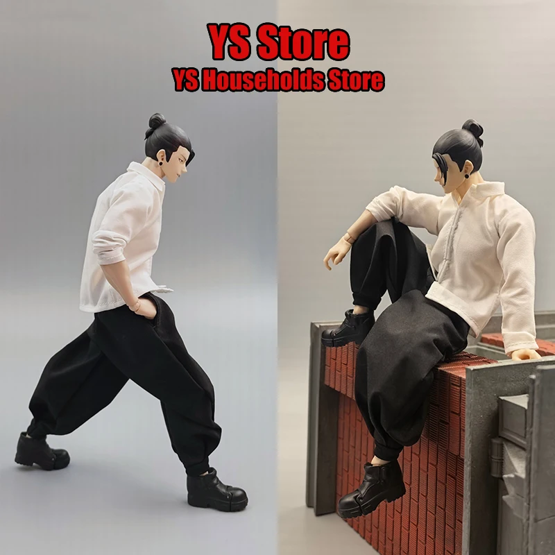 

1/12 Jujutsu Kaisen Anime Geto Suguru Man Figure White Shirt Black Bloomers Clothes Set Accessory For 6inch Vtoys Romankey Body