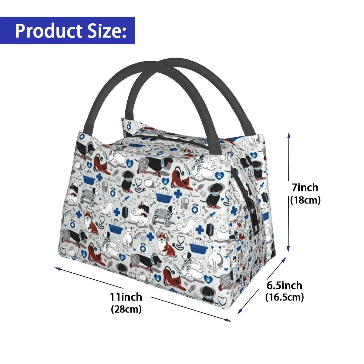 NOISYDESIGNS Travel Insulated Nursing Lunch Bags Women Health Care Cats Dogs Print Food Case School Cooler Warm Large Box Kids