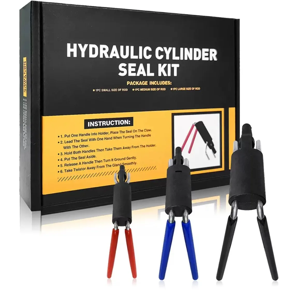 

HYDRAULIC CYLINDER SEAL INSTALLATION REPAIR TOOL KIT INCLUDE 1PC SMALL SIZE OF ROD 1PC MEDIUM SIRZE OF ROD 1PC LARGE SIZE OF ROD