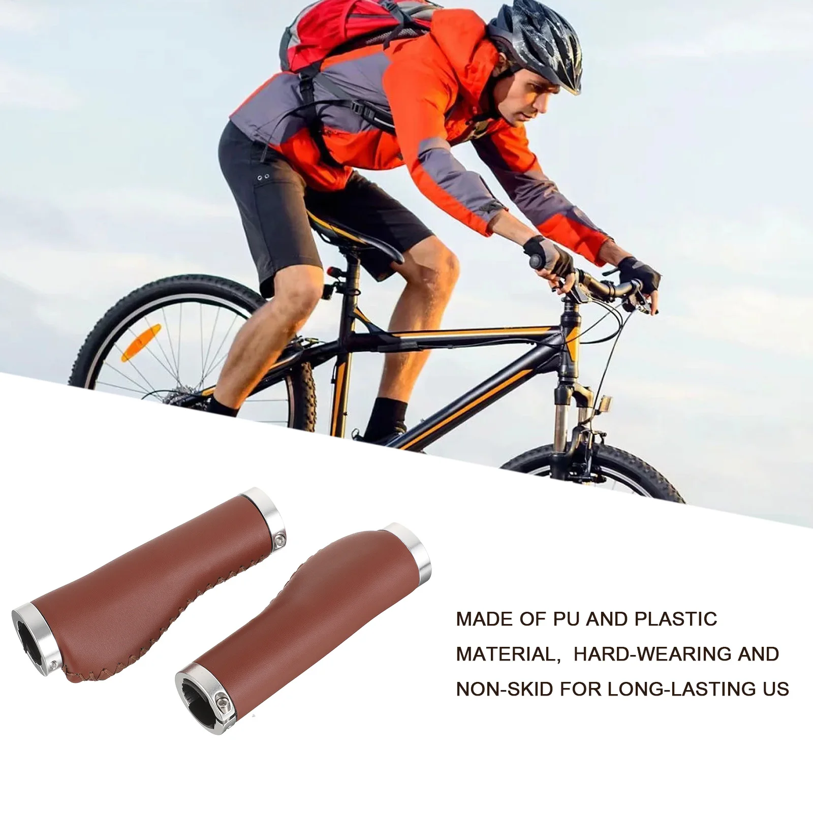 

2pcs Bicycle Handlebar Grips Soft Shockproof Anti-Slip Bike Protector Covers Durable PU Plastic for Mountain Scooter Rainy Ride