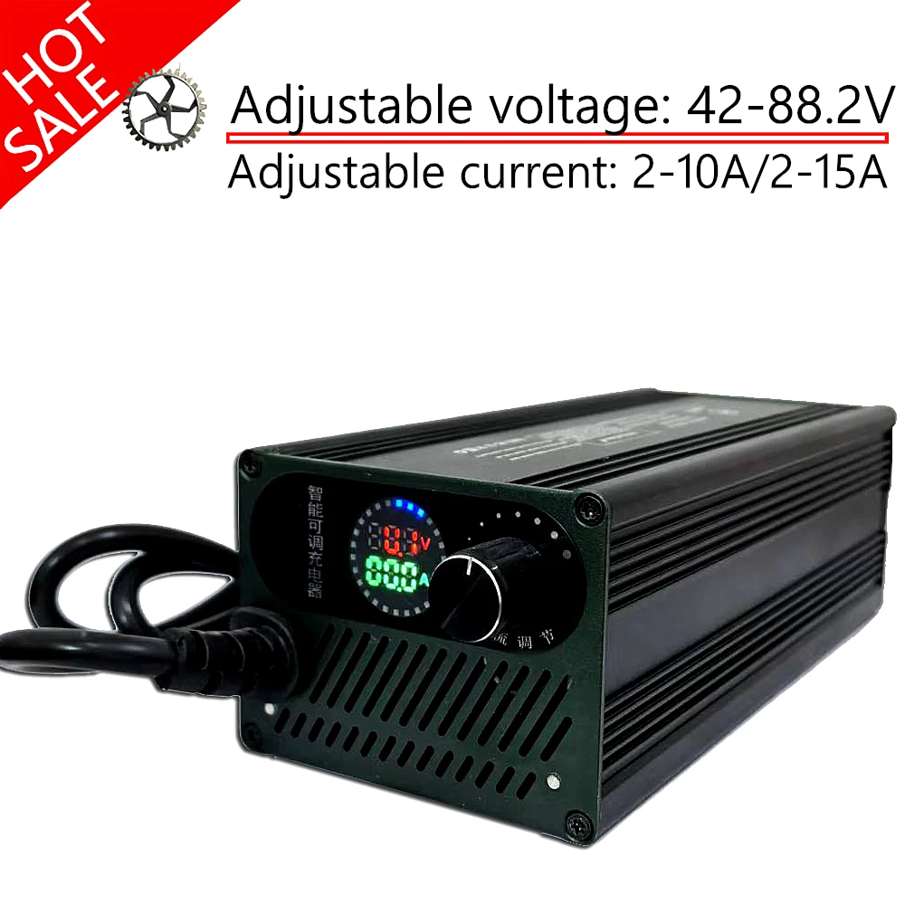 מתח זרם מתכוונן 48V 72V 60V 84V ליתיום Lifepo4 מטען סוללות ליתיום 10A 15A טעינה מהירה 13S 14S 16S 20S 24S חלק