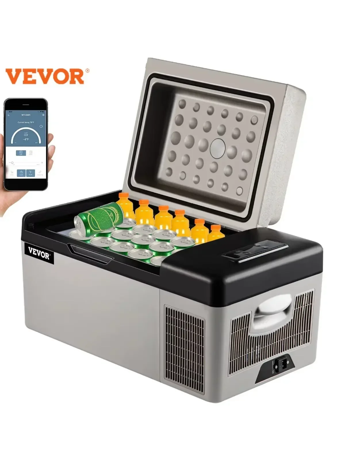 VEVOR Autokühlschrank, 20 l, Kompressor, tragbarer kleiner Kühlschrank mit Gefrierfach, Mini-Elektrokühler zum Fahren, Reisen, Angeln, Outdoo