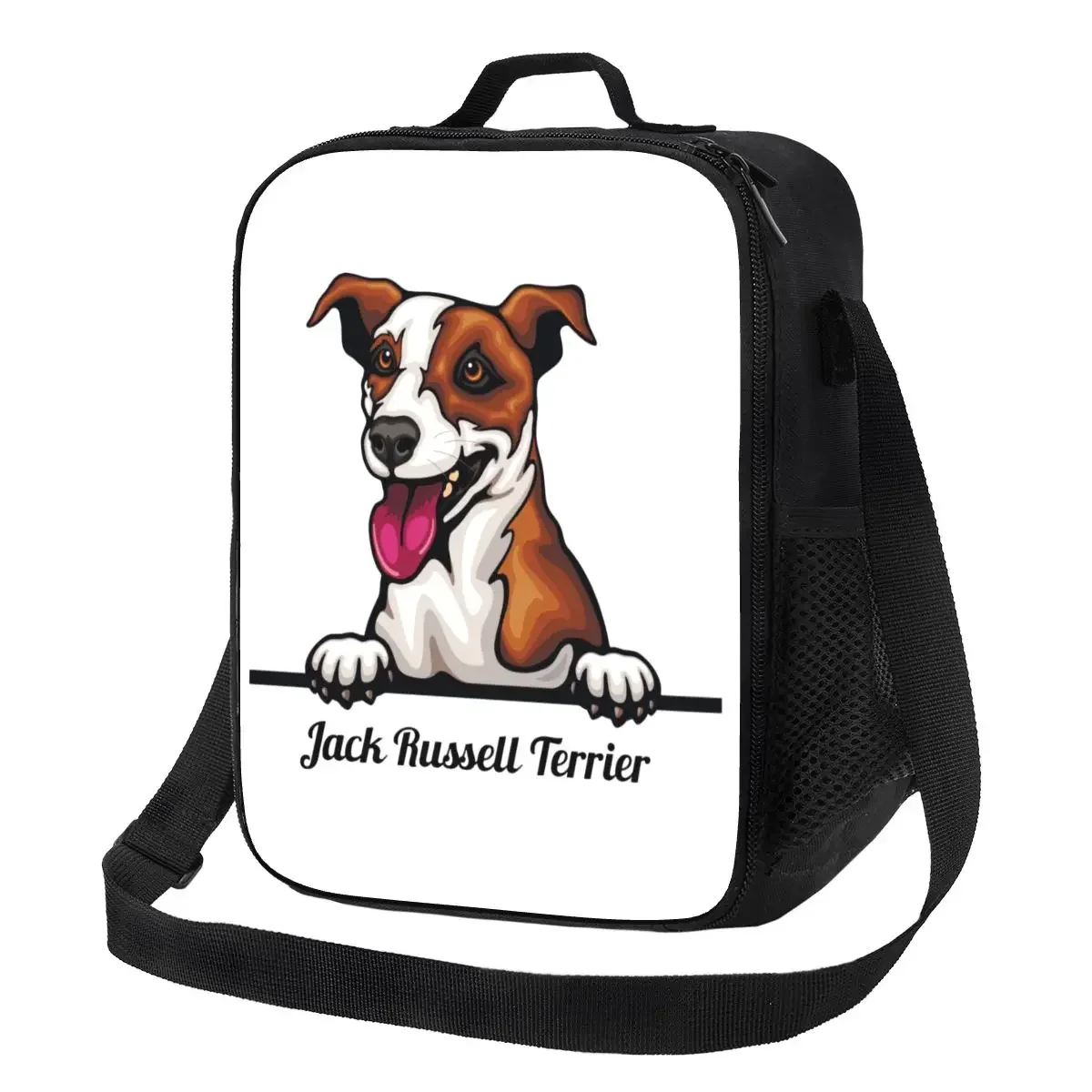 

Peeking Dog Jack Russell Terrier Insulated Lunch Tote Bag for Portable Thermal Cooler Food Bento Box Outdoor Camping Travel