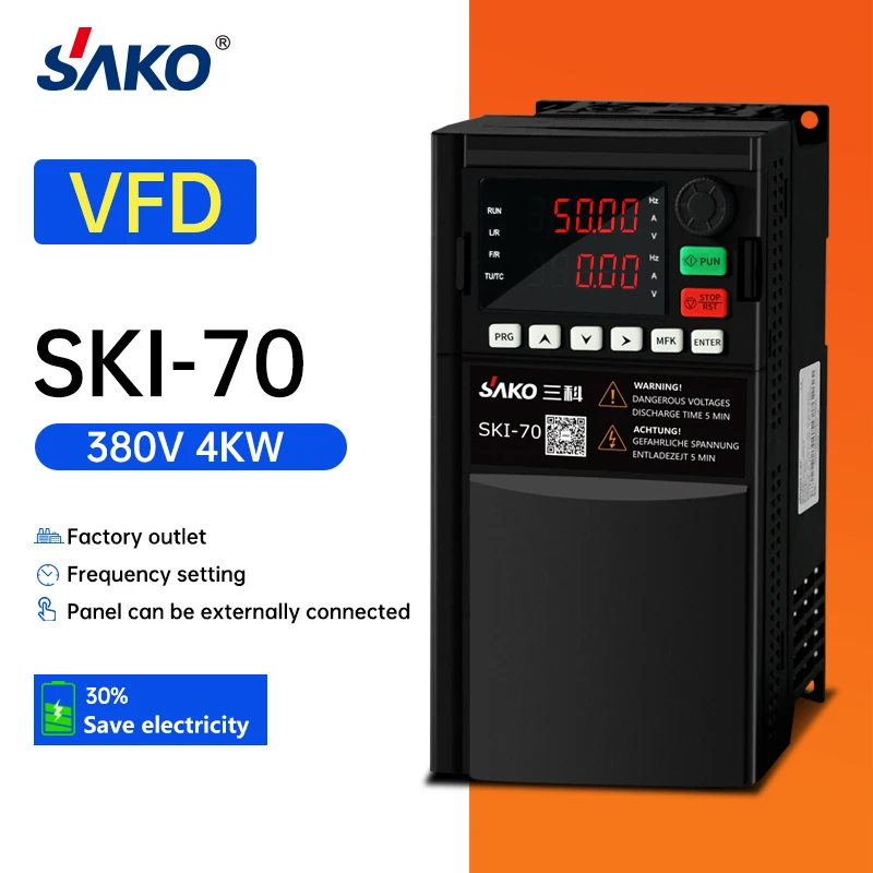 SKI70 4KW 380V Vfd Variable Frequency Drive Converter for AC Motor Speed Control Inverter