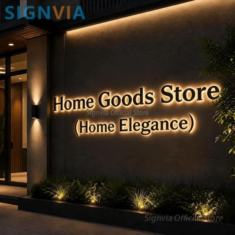 Custom Luminous Metal LED Neon Signboard, Home Goods Store Letters Light, Business Advertising Company Brand Logo Decor