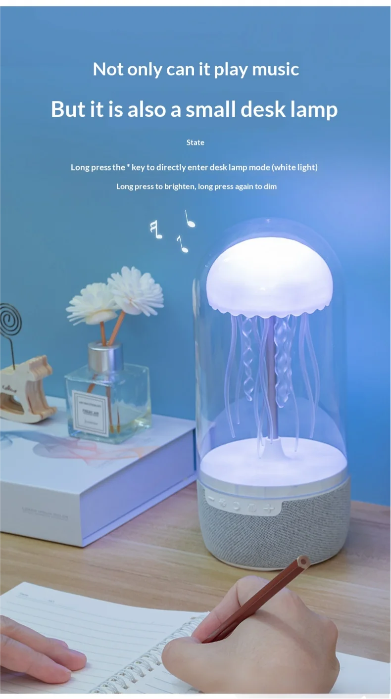 Creative Portable Colorful Jellyfish Lamp Bluetooth Speaker HiFi Stereo 3D Surround Subwoofer Sound System Smart Ornament