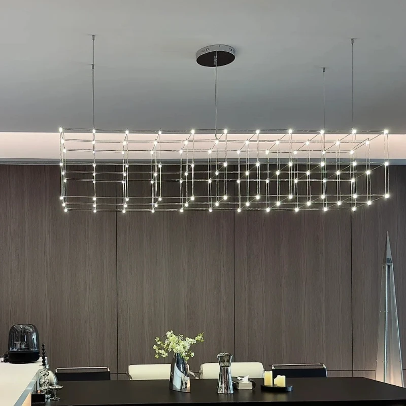 

New restaurant chandelier high-end Gypsy firefly light cube Internet celebrity Italian strip lamp home bar lamp