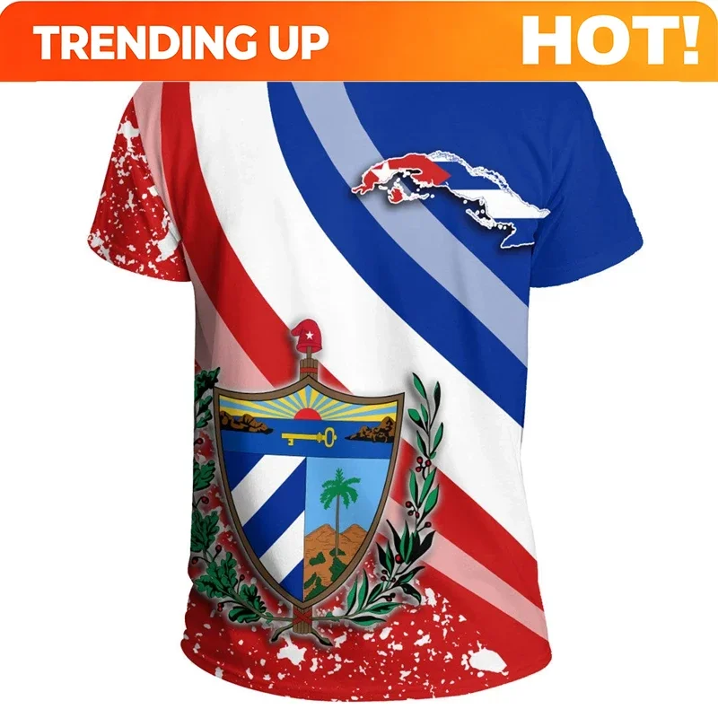 Customization Cuba Flag Map 3D Print T Shirt For Men Clothes Fashion Male T-Shirt Cuban National Emblem Tshirt Independence Day