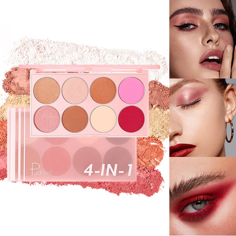 Palette de fards à joues 8 couleurs, couleur brillante mate, rose clair, lueur naturelle, facile à mélanger, couleur de joue légère pour le maquillage nu