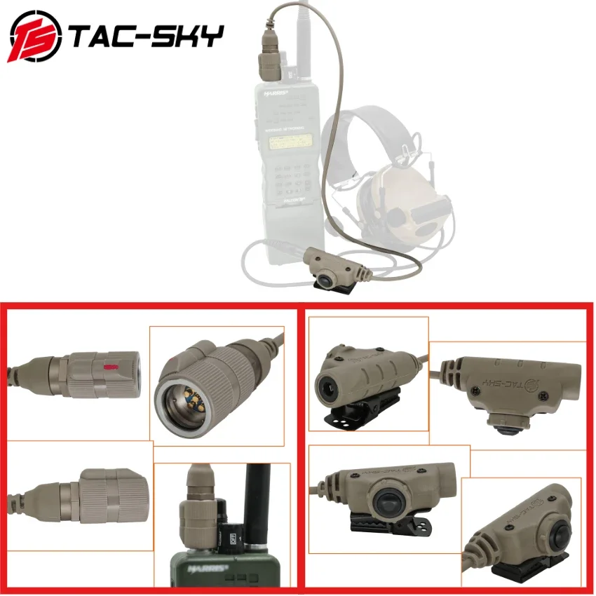 

TS TAC-SKY 6-Pin Plug V2 адаптер PTT, совместим с PRC 152/148/163 Model Box и тактической гарнитурой comtac