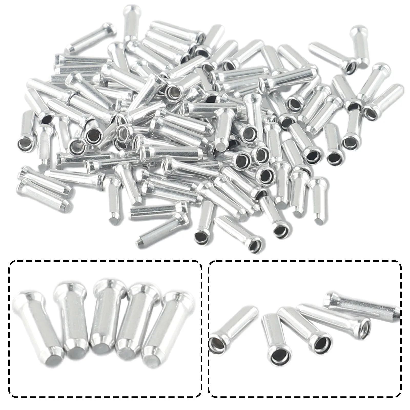 100pcs Bicycle Brake Wire End Cap Aluminum Alloy Silver Cable Tips Mountain Bike Wire End Cap Crimps Bike Accessories Cycling